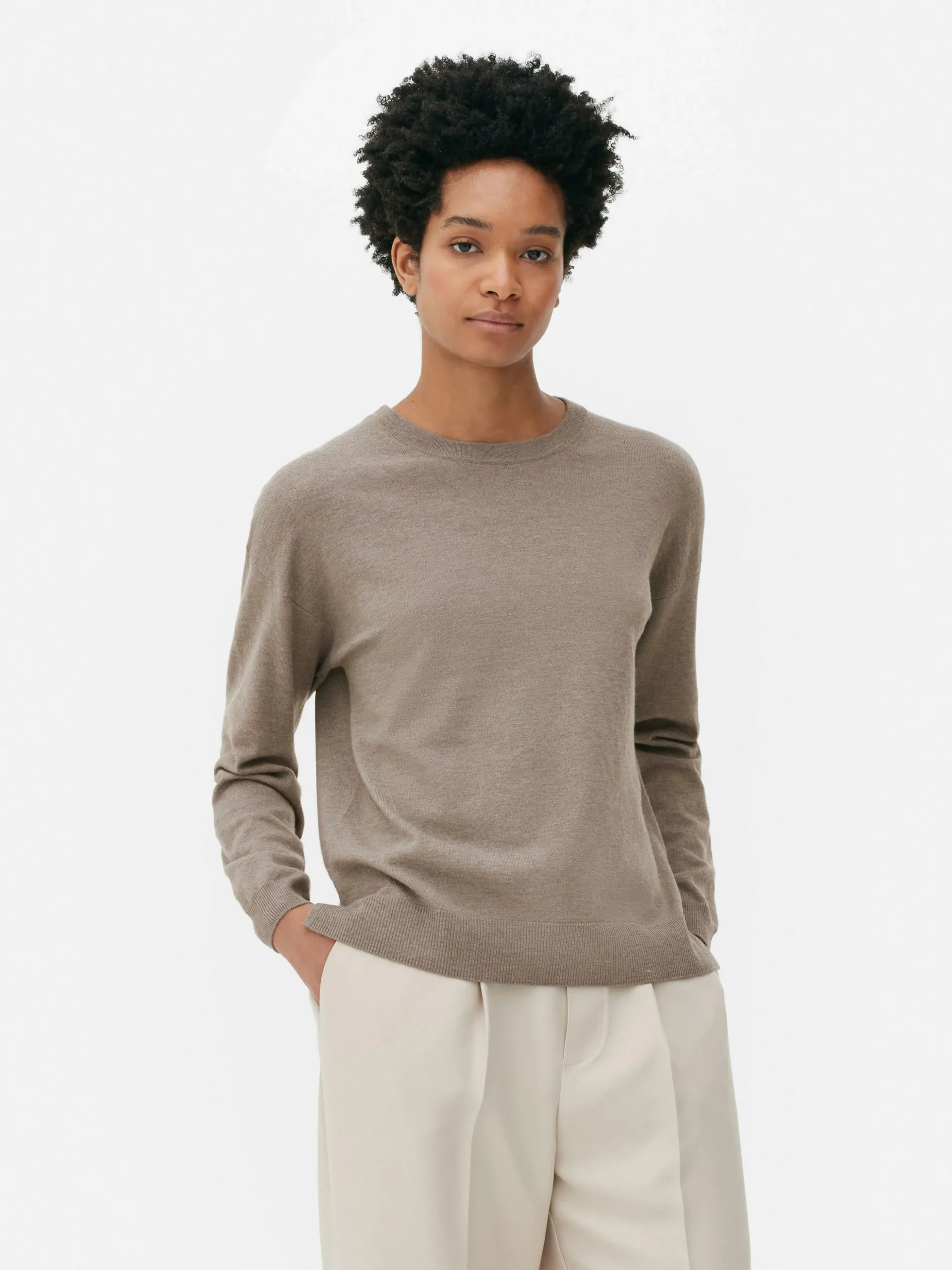 Jersey De Punto Fino Con Cuello Redondo