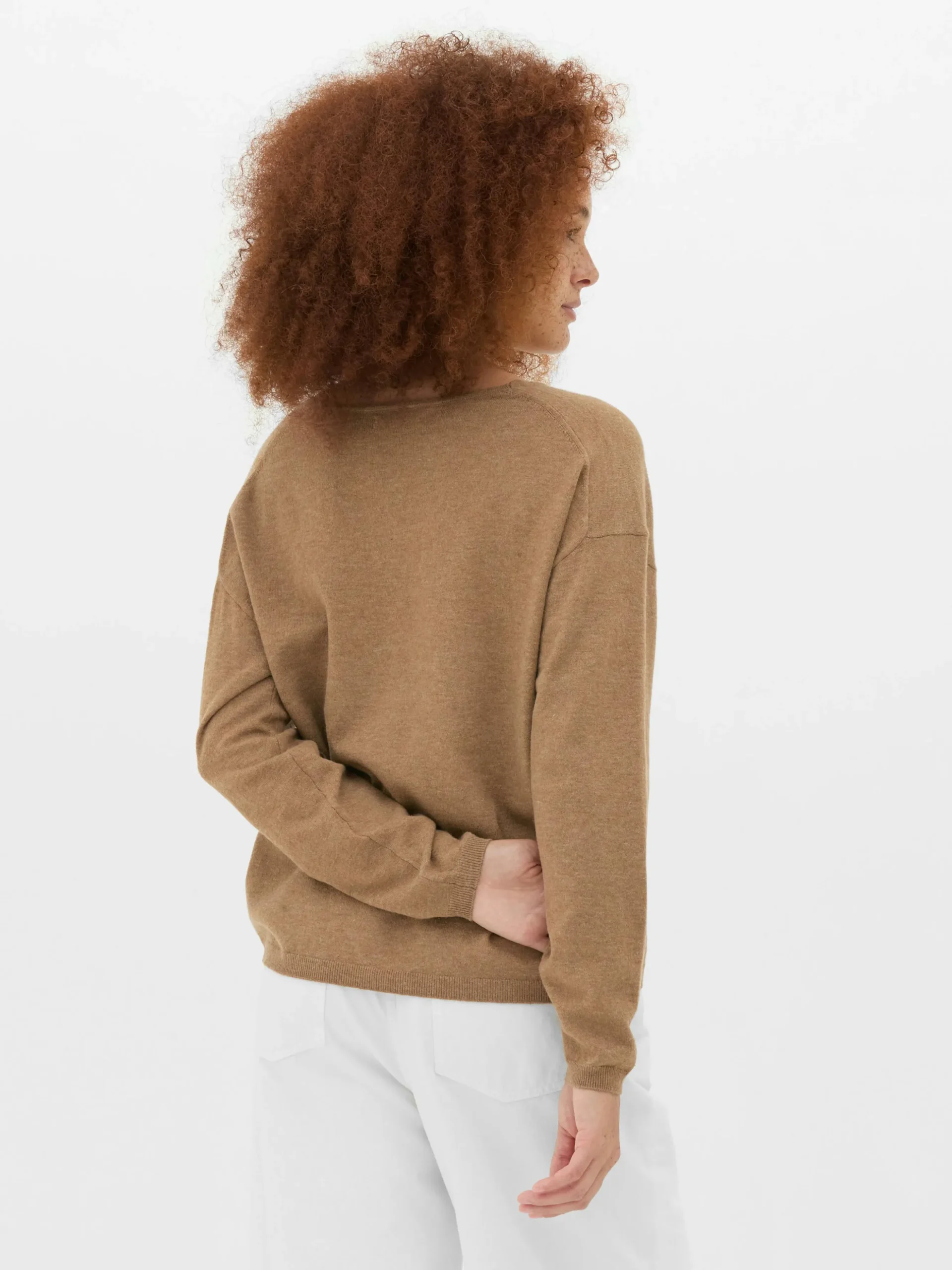 Jersey De Punto Fino Con Cuello De Pico