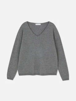 Jersey De Punto Fino Con Cuello De Pico