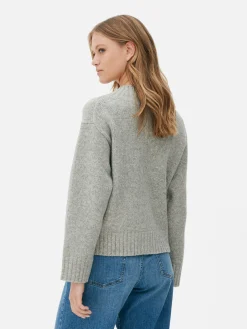 Jersey De Punto Grueso Con Cuello De Pico