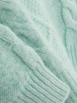 Jersey De Punto Trenzado Con Capucha