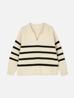 Jersey De Rayas Con Cuello Tipo Polo