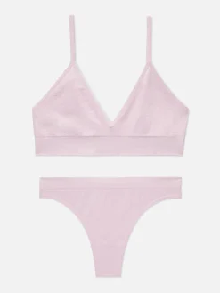 Juego De Bralette Y Tanga Triangular Sin Costuras