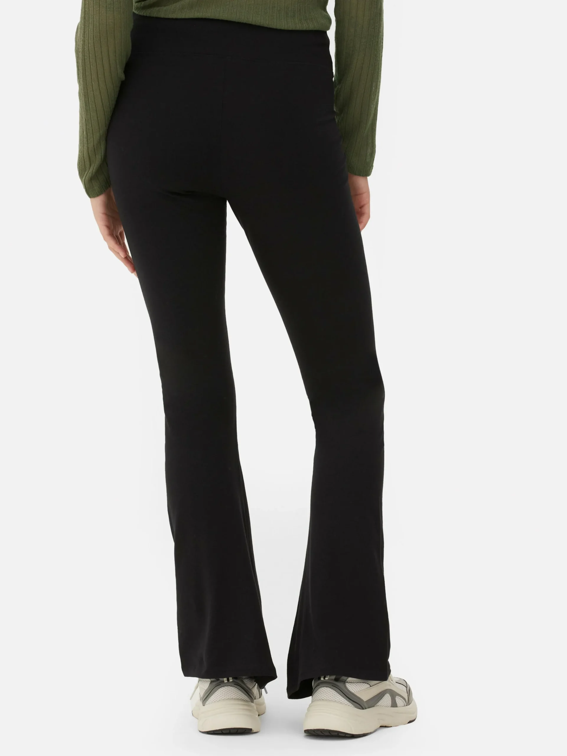 Leggings De Punto Acampanados De Talle Alto