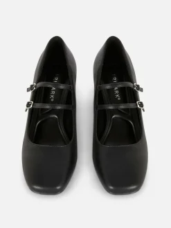 Merceditas De Tacón De Piel Sintética