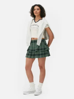 Minifalda A Capas Con Estampado A Cuadros