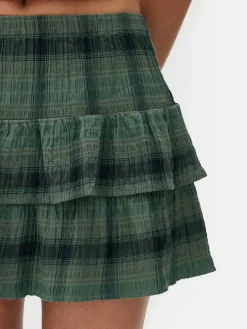 Minifalda A Capas Con Estampado A Cuadros