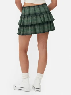 Minifalda A Capas Con Estampado A Cuadros