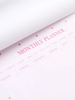 Organizador Mensual A4 Con Estampado De Corazones