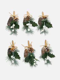 Pack De 6 Adornos Navideños Con Bayas Y Lazo