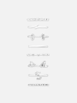 Pack De 8 Anillos Con Iniciales De Strass