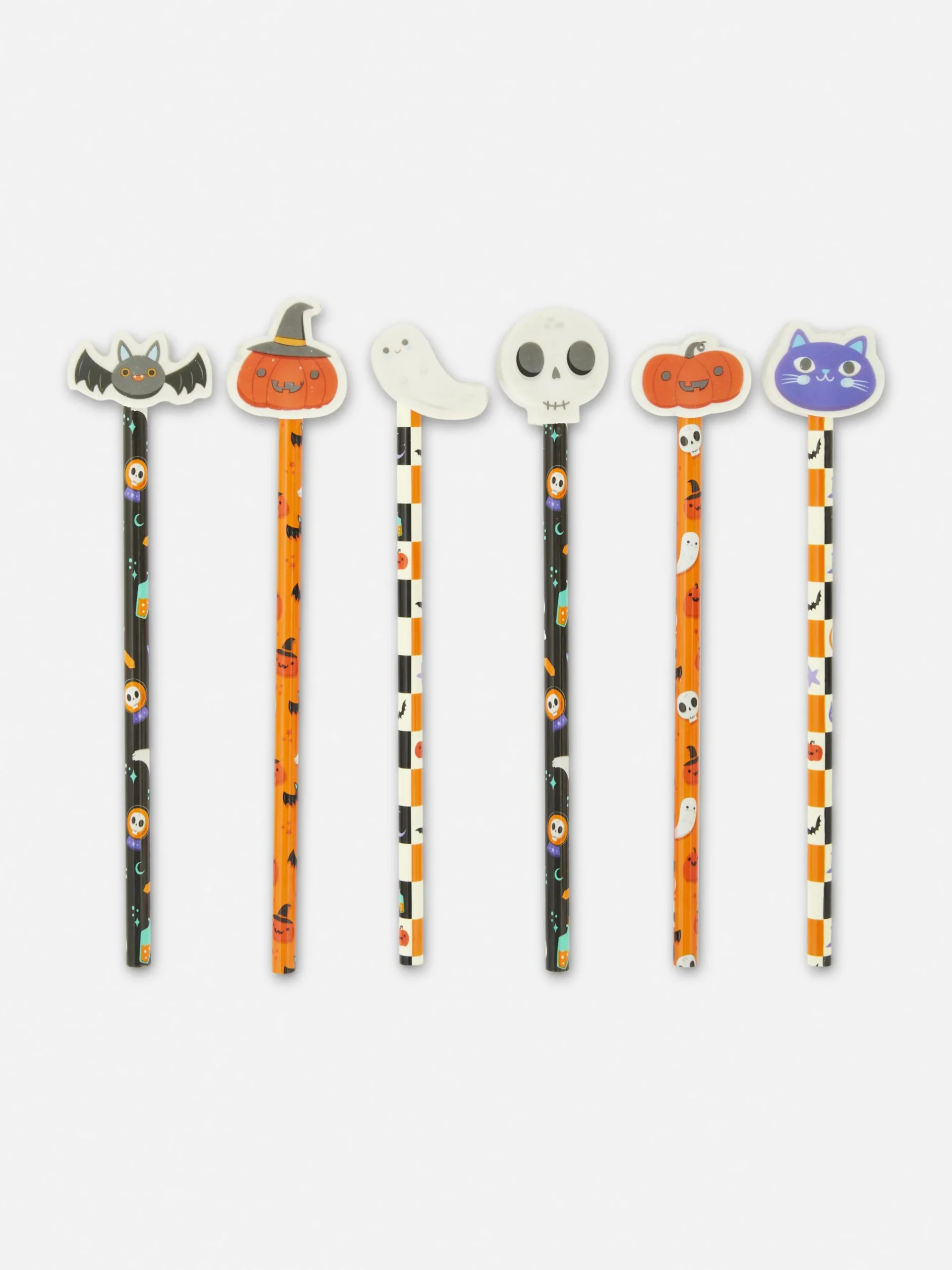 Pack De 6 Lápices Con Goma De Halloween