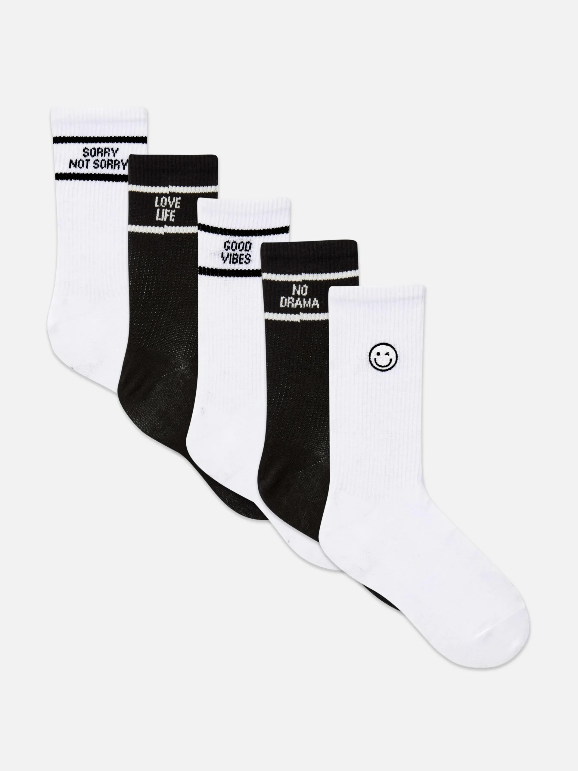 Pack De 5 Pares De Calcetines Altos Con Eslogan