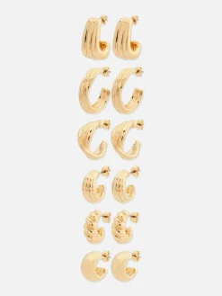 Pack De 6 Pendientes De Aro Trenzados Mixtos