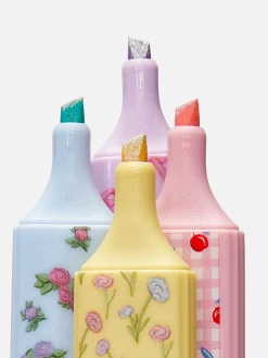 Pack De 4 Rotuladores Fluorescentes Con Purpurina