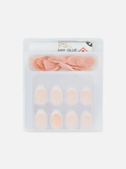 Pack De 36 Uñas Postizas Francesas Brillantes De PS...