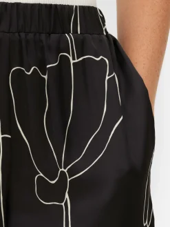 Pantalones Con Estampado Floral De Satén Combinables