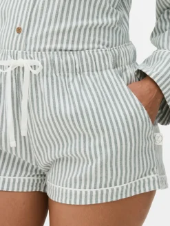 Pantalones Cortos De Pijama De Franela A Rayas