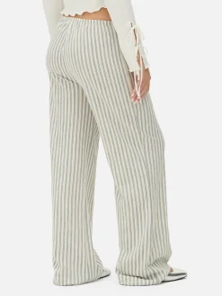 Pantalones De Pernera Ancha A Rayas