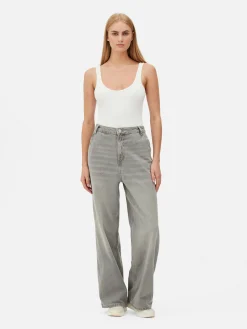 Pantalones Vaqueros De Pernera Ancha Desgastados