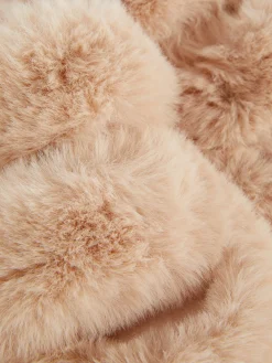 Pantuflas De Pelo Sintético Con Doble Tira