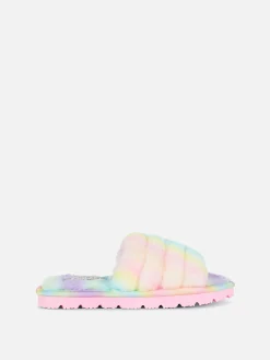 Pantuflas De Pelo Sintético Con Diseño Degradado