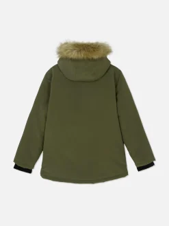 Parka Con Capucha Y Pelo Sintético
