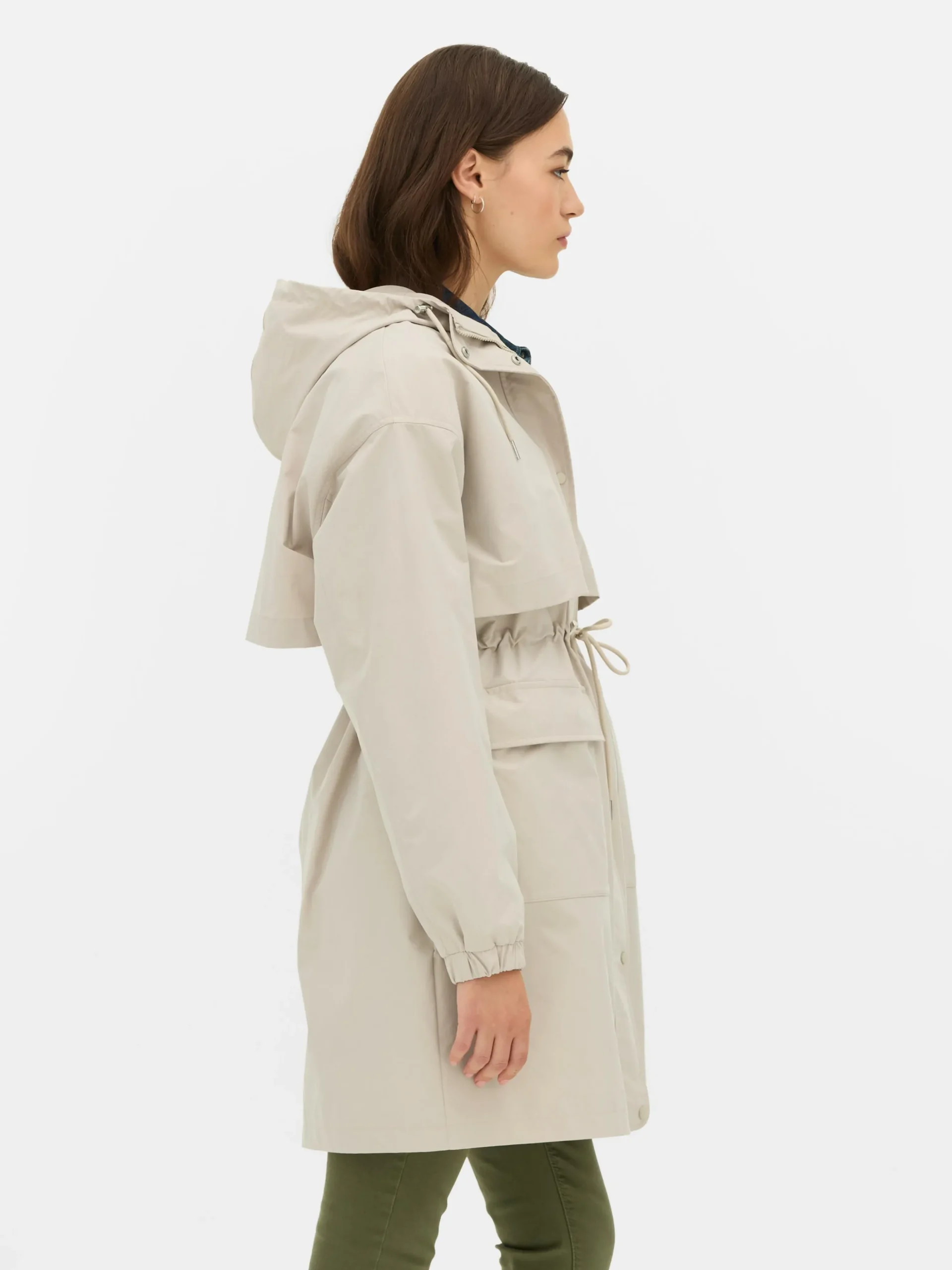 Parka Impermeable Con Cordón De Ajuste