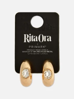 Pendientes De Aro Gruesos Con Gemas Sintéticas De Rita Ora