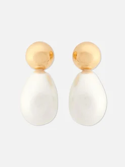 Pendientes Largos De Perlas Sintéticas