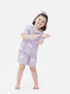 Pijama Con Camisa Y Pantalón Corto De Unicornios