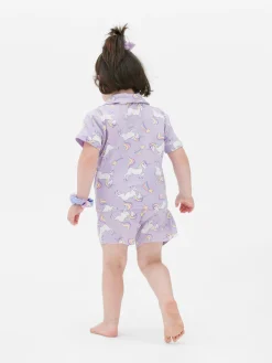 Pijama Con Camisa Y Pantalón Corto De Unicornios