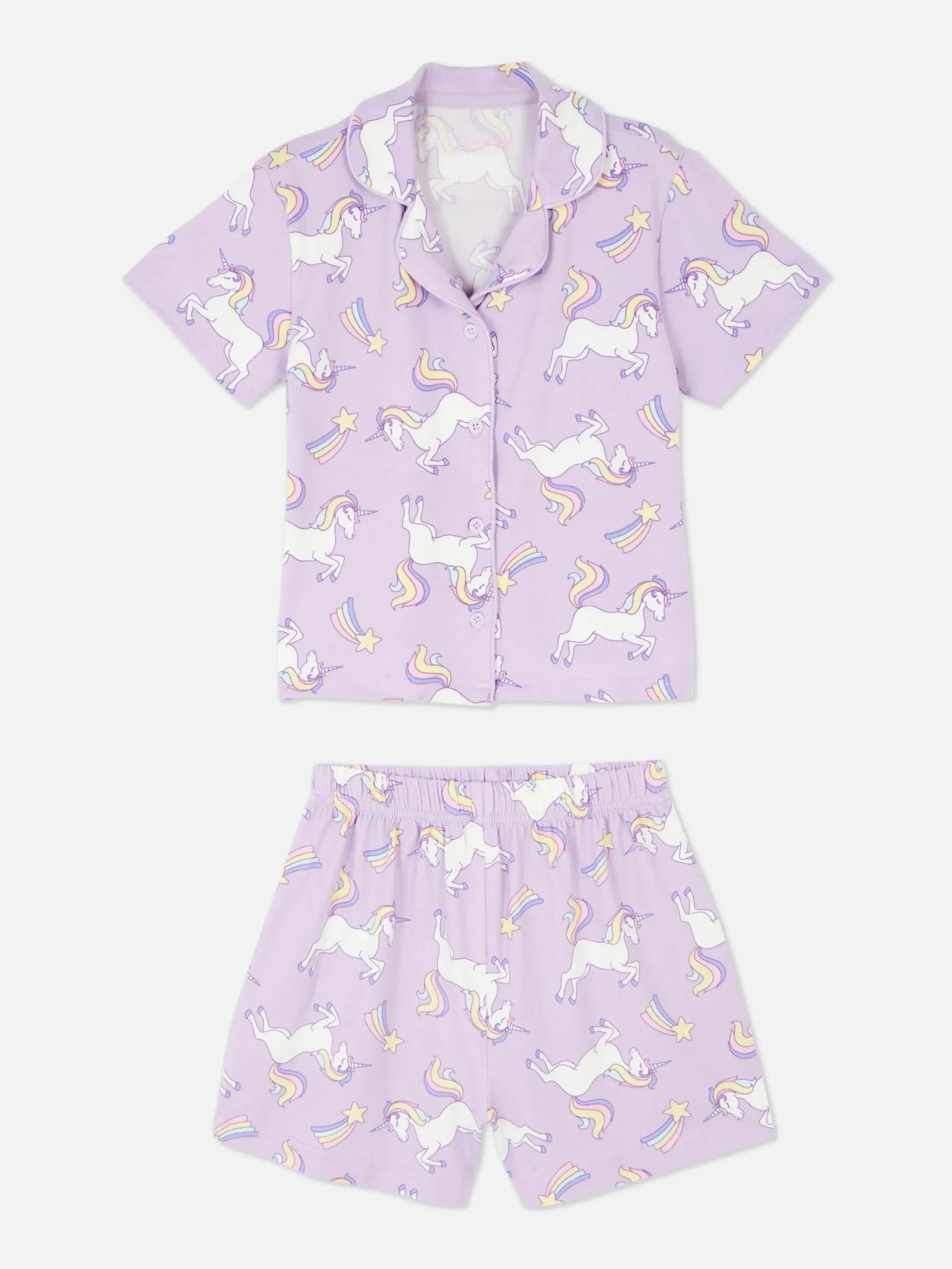 Pijama Con Camisa Y Pantalón Corto De Unicornios