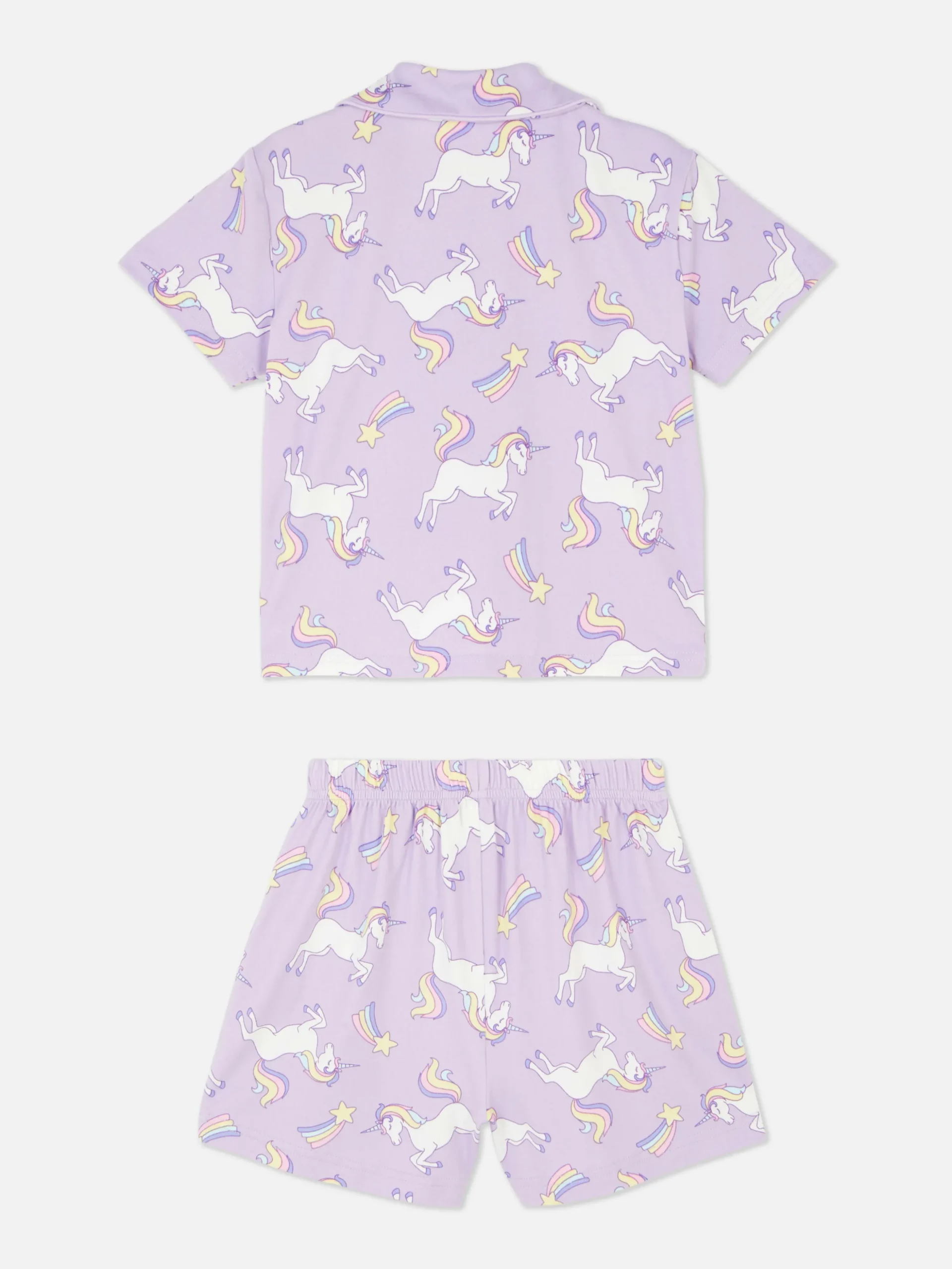 Pijama Con Camisa Y Pantalón Corto De Unicornios