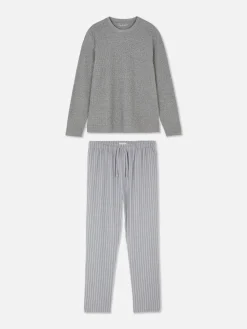 Pijama De Algodón Cepillado A Rayas
