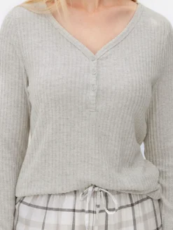 Pijama De Manga Larga Con Pantalones A Cuadros