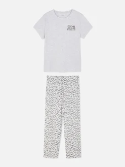 Pijama De Punto De Manga Corta Con Estampado Gráfico