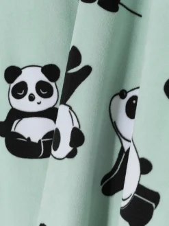 Pijama Largo De Velvetón Con Pandas