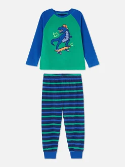 Pijama Polar Con Estampado De Dinosaurios