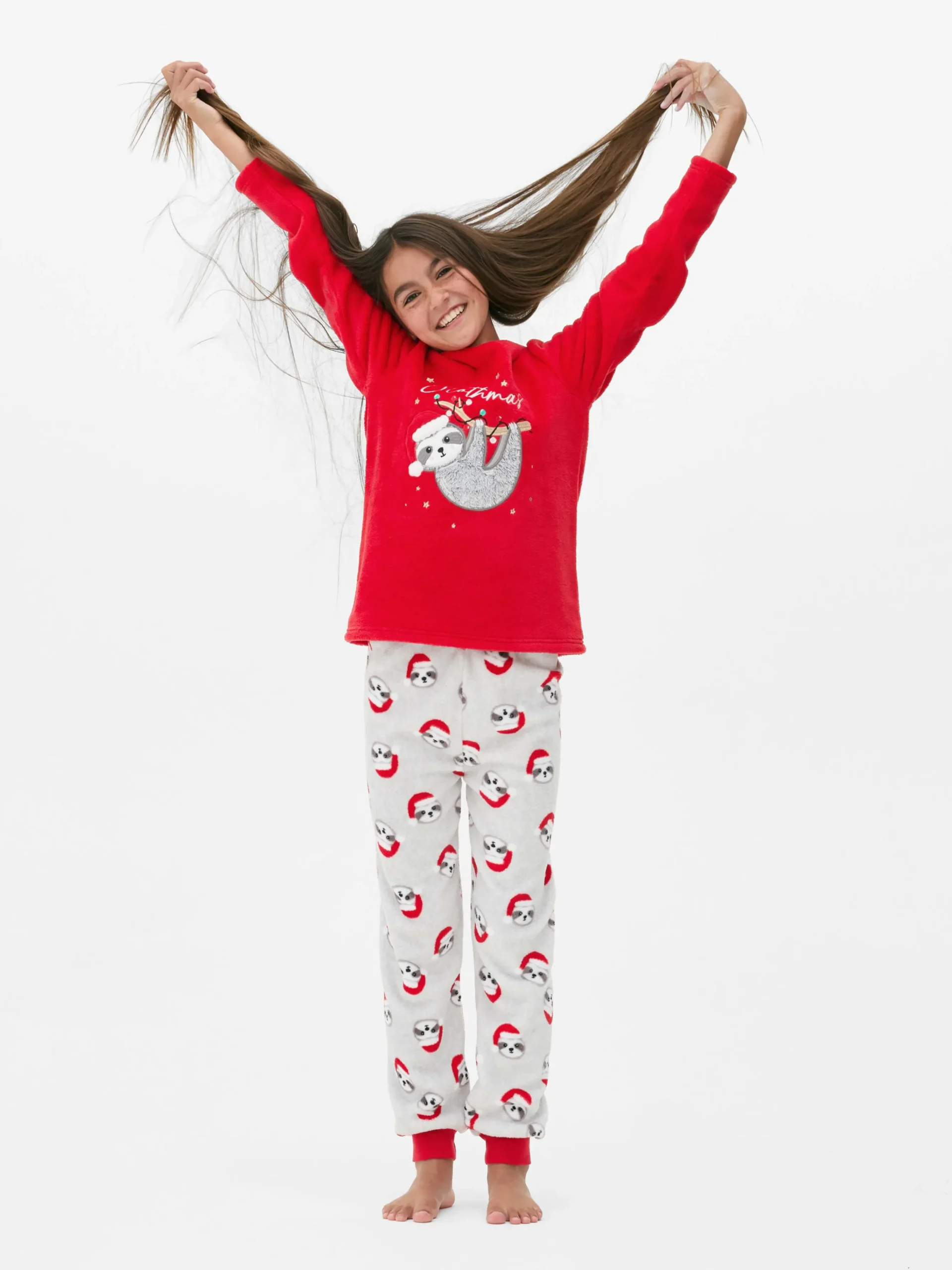 Pijama Polar Navideño Con Estampado De Perezoso