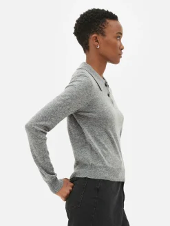 Polo De Punto De Manga Larga Y Con Cuello