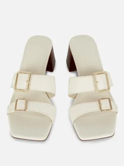 Sandalias De Tacón Grueso Con Hebillas