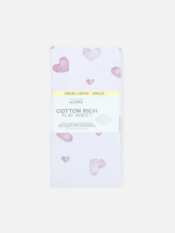 Sábana Encimera Con Corazones Para Cama Individual