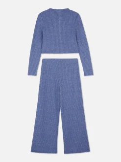 Set De Camiseta De Manga Larga Y Leggings De Canalé