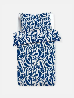 Set De Funda Nórdica Individual De Hojas Azul Marino