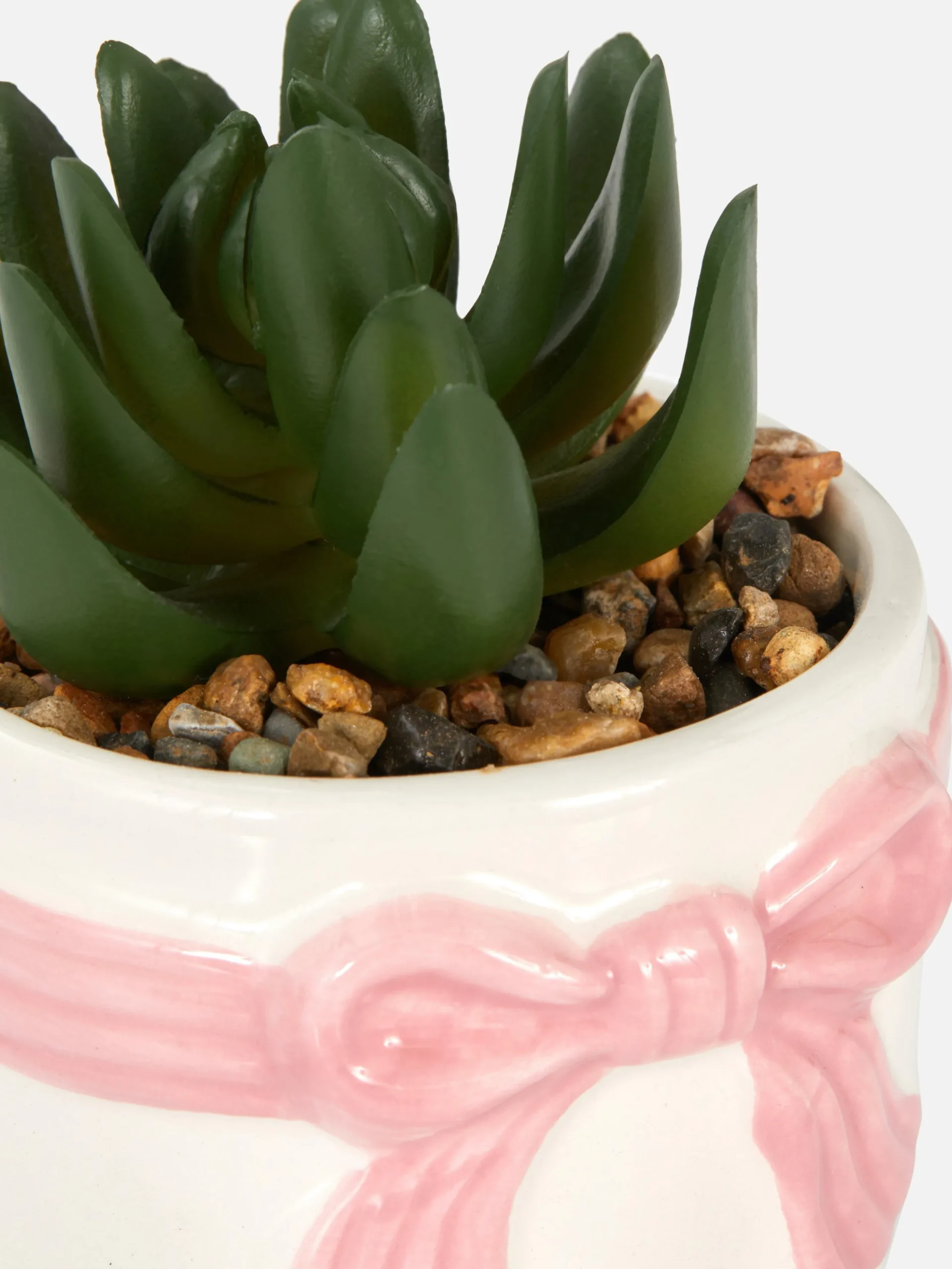 Suculenta Artificial En Maceta Con Lazo