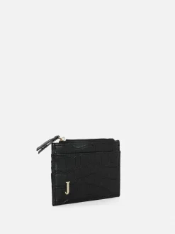 Tarjetero De Piel De Cocodrilo Sintética Con Inicial