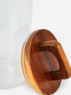 Tarro De Vidrio Alto Con Asa De Madera