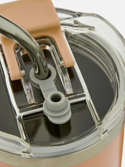 Taza Portátil De Acero Inoxidable Con Pajita