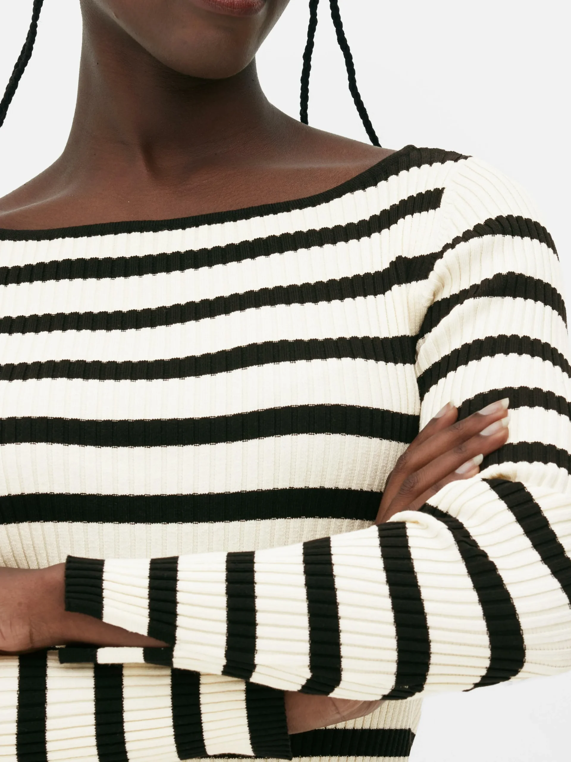 Top Acanalado Con Cuello Barco